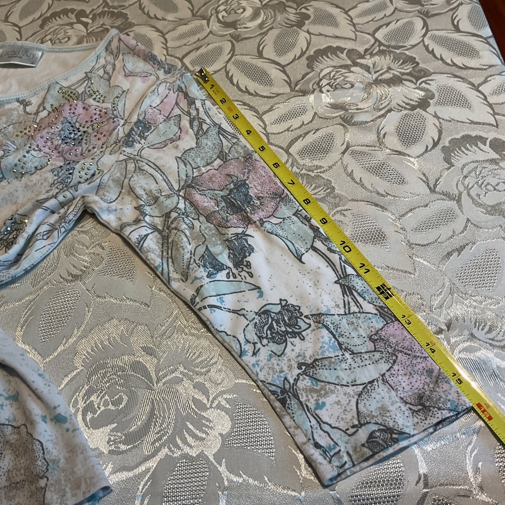 Cactus Bay Apparel Top Womens Small White Excellent Alaska Dragonfly Rhinestone - Picture 6 of 7